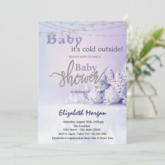 Violet Winter Landschap Bos Kaart (Staand voorkant)