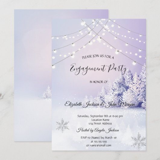 Violet Winter Landschap Bos Verloving Kaart (Voorkant / Achterkant)