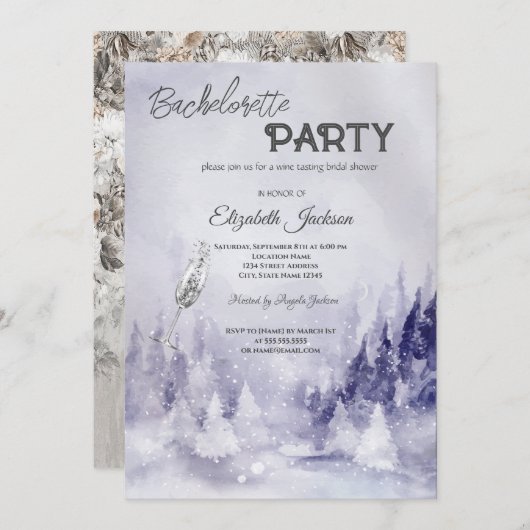 Violet Winter Landschap Sneeuw Bachelorette Kaart (Voorkant / Achterkant)