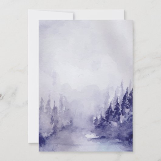 Violet Winter Landschap Sneeuw Bewaar de datum Save The Date (Achterkant)