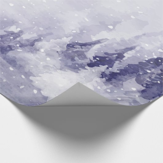 Violet Winter Landschap Sneeuw Cadeaupapier (Hoek)