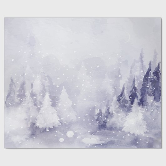 Violet Winter Landschap Sneeuw Cadeaupapier (Vlak)