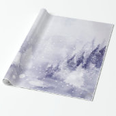 Violet Winter Landschap Sneeuw Cadeaupapier (Uitgerold)