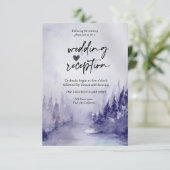 Violet Winter Landschap Sneeuw Receptie Kaart (Staand voorkant)
