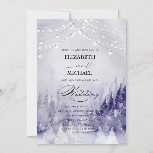 Violet Winter Landschap Sneeuwscript Kaart (Voorkant)