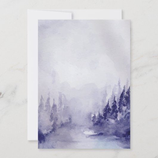 Violet Winter Landschap Sneeuwvlokken Sla de datum Save The Date (Achterkant)