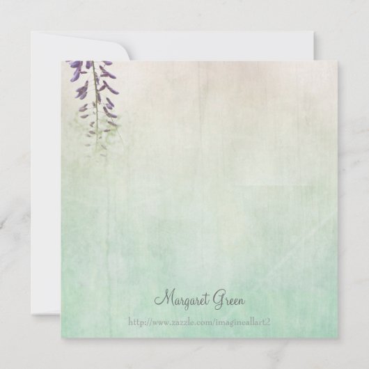 Violet wisteria gepersonaliseerde verjaardagsuitno kaart (Achterkant)