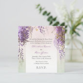 Violet wisteria persoonlijke huwelijksuitnodiging kaart (Staand voorkant)