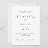 Violet wit formeel script QR code RSVP bruiloft Kaart (Voorkant)