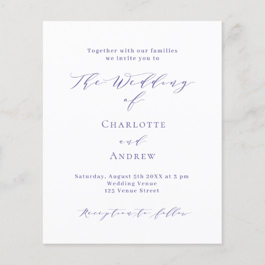 Violet wit formele QR code RSVP budget bruiloft (Voorkant)