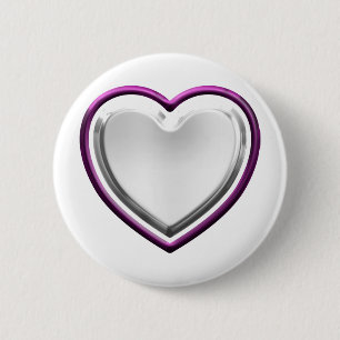 Violet wit hart ronde button 5,7 cm