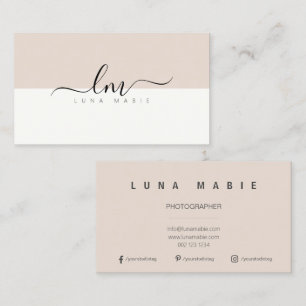 Violet & wit, kalligraferen monogram minimalistisc contactkaartje