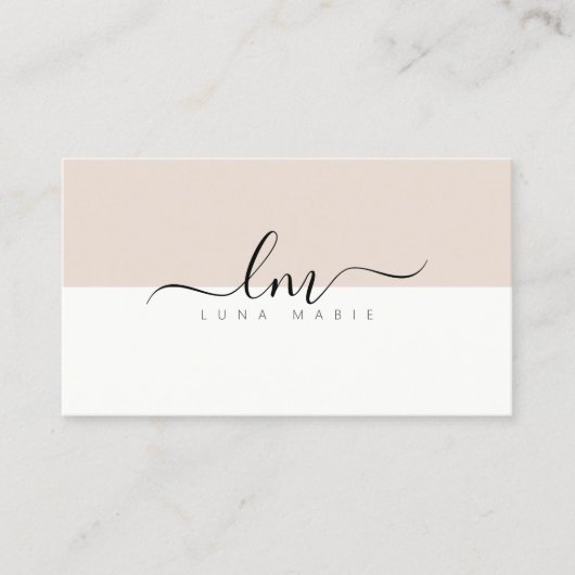 Violet & wit, kalligraferen monogram minimalistisc contactkaartje (Voorkant)