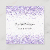 Violet wit profiel foto qr code vierkante visitekaartje (Voorkant)