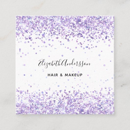 Violet wit profiel foto qr code vierkante visitekaartje (Voorkant)