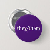 Violet wit voornaamwoord Button zij/hen (Voorkant /achterkant)