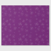 Violet Witte Bloemen Cadeaupapier (Vlak)