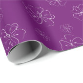 Violet Witte Bloemen Cadeaupapier (Rol Hoek)