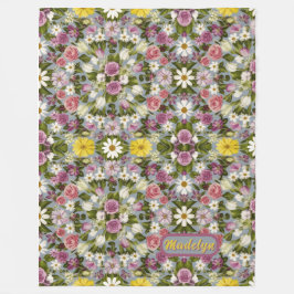 Violet witte en roze bloemen fleece deken