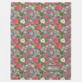 Violet witte en roze bloemen fleece deken