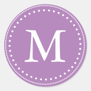 Violet & Witte Monogram Envelop Afdichting Ronde Sticker