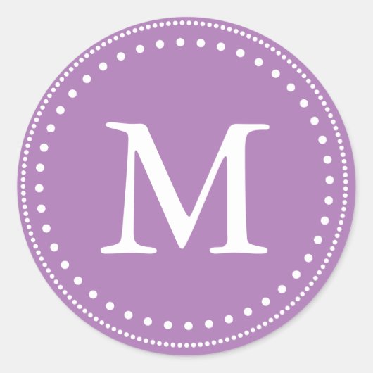 Violet & Witte Monogram Envelop Afdichting Ronde Sticker (Voorkant)