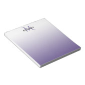 Violet witte monogram naam notitieblok (Schuin)