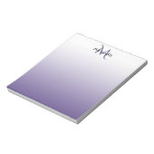 Violet witte monogram naam notitieblok (Linkerzijde)