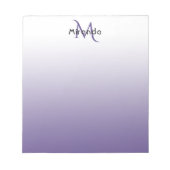 Violet witte monogram naam notitieblok (Voorkant)