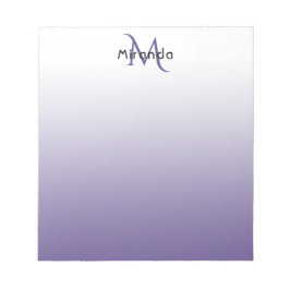 Violet witte monogram naam notitieblok