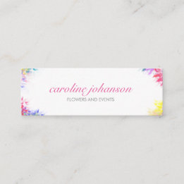 Violet yellow artistic painting brush flowers card mini visitekaartje