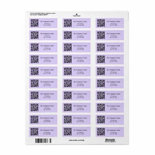 Violet zakelijke qr code retouradres etiket (Full Sheet)