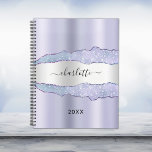 Violet zilver agaat marmer naam 2024 planner<br><div class="desc">Violet,  lavender en faux zilver metaal en geagatte,  marmer steen als achtergrond. Personaliseer en voeg jouw naam toe. De naam wordt geschreven met een modern handgeschreven stijlmanuscript met letters.</div>