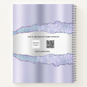 Violet zilver agaat marmer naam notitieboek (Achterkant)