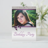 Violet & Zilver Foto Verrassing Verjaardag Kaart (Staand voorkant)