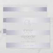 Violet Zilveren Glans Strepen Monogram2 Save The Date (Voorkant / Achterkant)