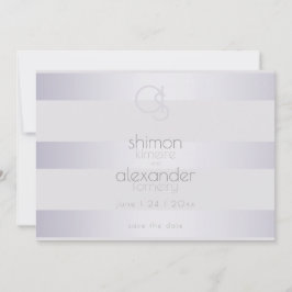 Violet Zilveren Glans Strepen Monogram2 Save The Date