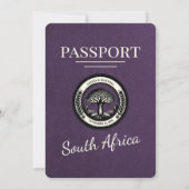Violet Zuid-Afrika Passport Wedding Kaart (Achterkant)