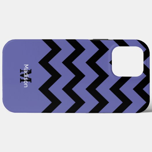 violet zwart Chevron-patroon Monogram Case-Mate iPhone Case (Achterkant (horizontaal))