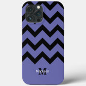 violet zwart Chevron-patroon Monogram Case-Mate iPhone Case (Achterkant)