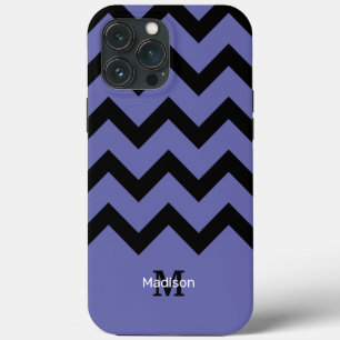 violet zwart Chevron-patroon Monogram Case-Mate iPhone Case