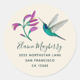 Violetar Hummingbird and Flower Ronde Sticker