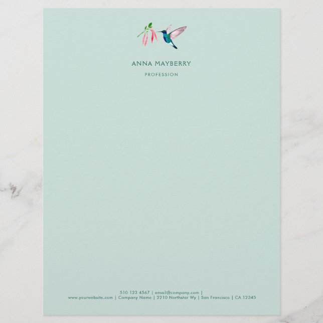 Violetar Hummingbird Letterhead Briefhoofd (Voorkant)