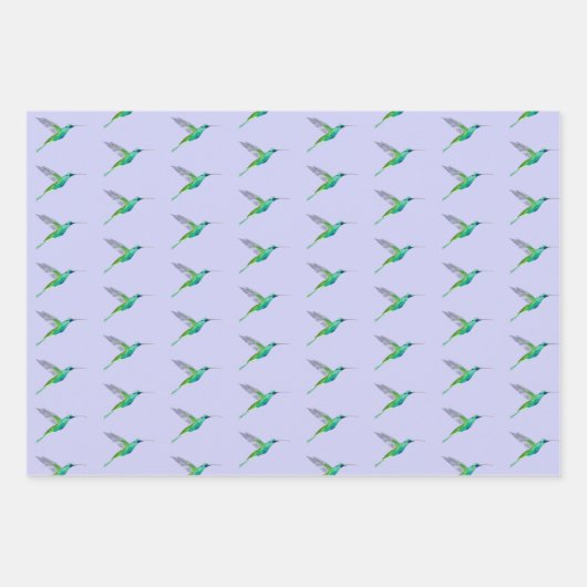 Violetar Hummingbird Pattern Inpakpapier Vel (Voorkant 3)