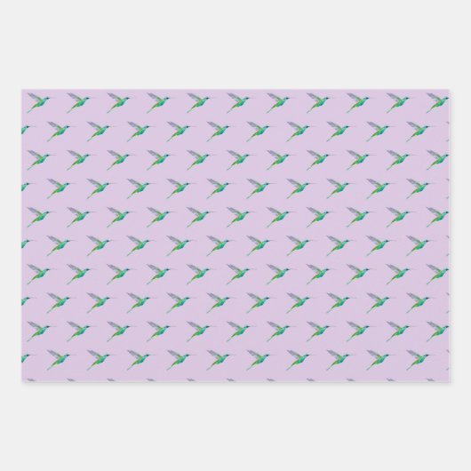 Violetar Hummingbird Pattern Inpakpapier Vel (Voorkant)
