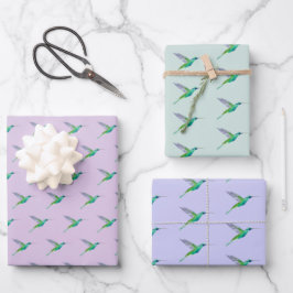 Violetar Hummingbird Pattern Inpakpapier Vel
