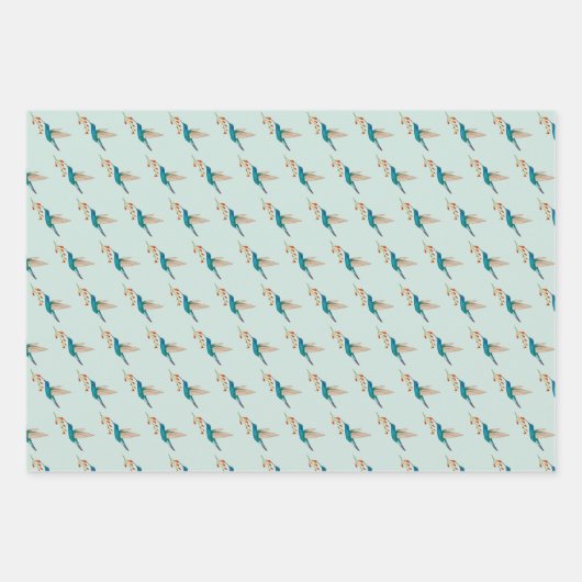 Violetar Hummingbird Pattern Wrapping Paper Sheet (Voorkant 2)