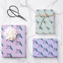 Violetar Hummingbird Pattern Wrapping Paper Sheet
