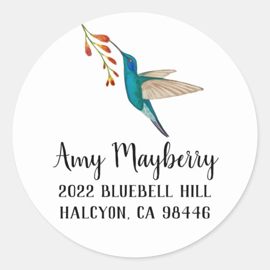 Violetar Hummingbird return address Ronde Sticker (Voorkant)