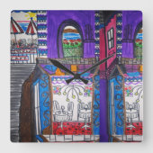 Violetas Cafe Vierkante Klok (Voorkant)